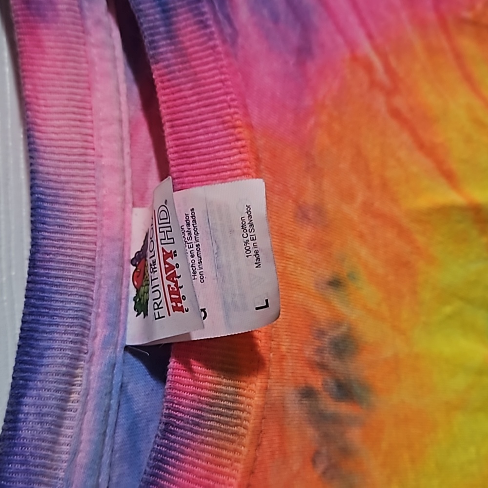 Tie Dye Shirt Long Sleeve Cotton Rainbow Spiral Multicolor Size L - Picture 2 of 5
